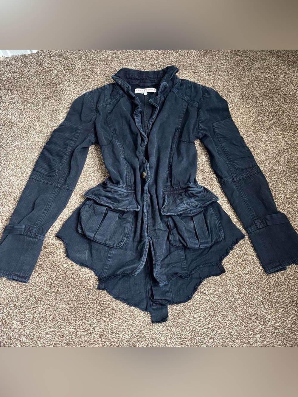 Free People Harlow Distressed Blazer in Washed Black!